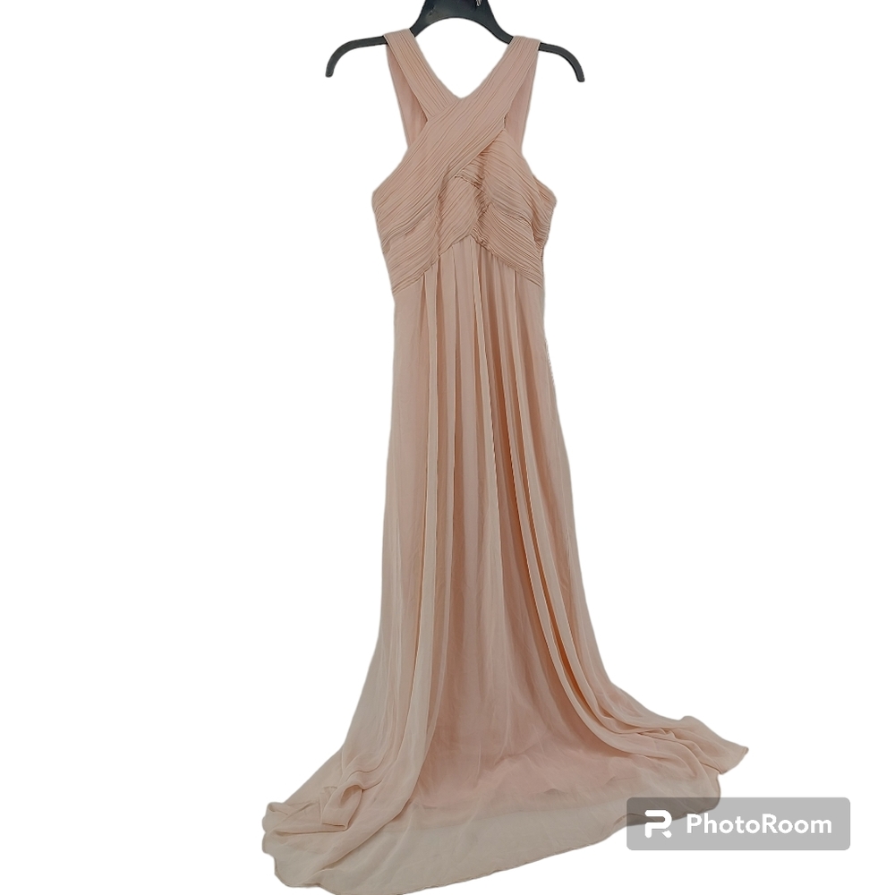 Bill Levkoff Leighton Chiffon Halter A-Line Princess Dress Petal Pink